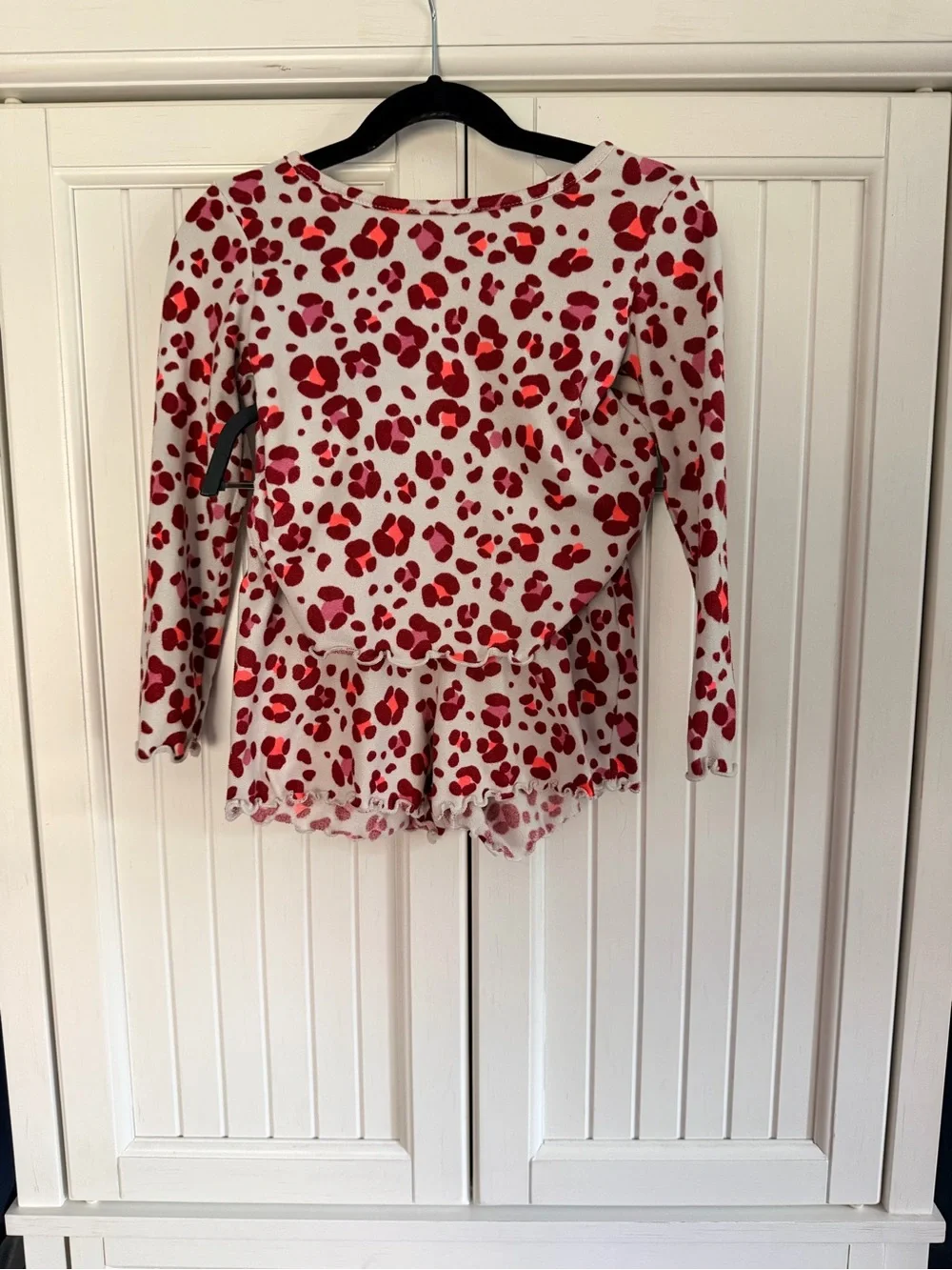 Cat & Jack White Long Sleeve Peplum Top with Red & Pink Heart Print